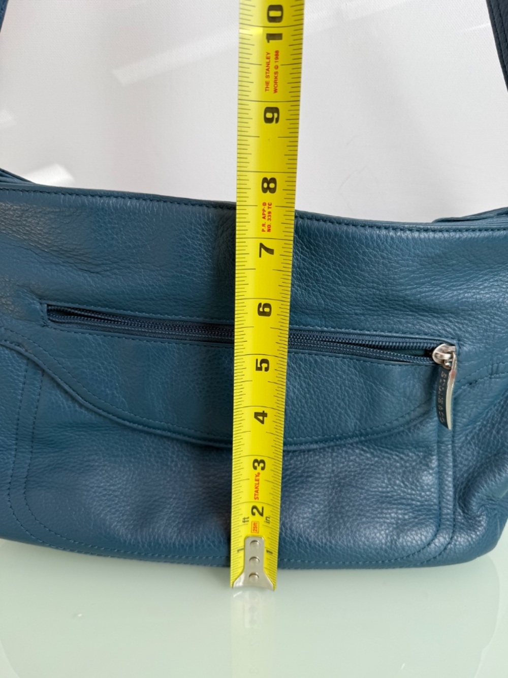 Stone & Co Turquoise Blue Leather Shoulder Bag EUC Classic Everyday Tote - Picture 15 of 16